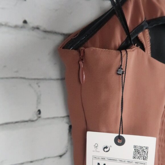 ZARA BROWN STRAPLESS BODYCON MIDI DRESS SIZE MEDIUM NWT - Picture 9 of 11
